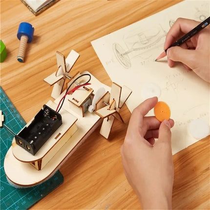 DIY Wooden Ship Model Small Maker Material Gift Toy Science Experiment Set Assembly Material Packaging Toy Birthday Gift