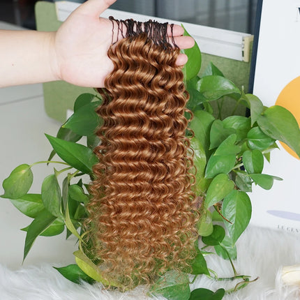 #30 Colored 100% Human Hair for Highlight Miracle Knots Crochet Deep Wave Feather Crochet Boho Braids Wavy Bulk Hair Extensions