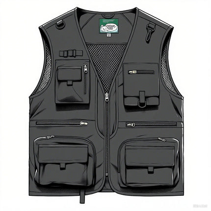 2025 Summer Men's Tank Top Outerwear, Casual Men's Photographer Vest, Mesh Work Sleeveless Jacket, Tool Pocket Tank Top, 5XL