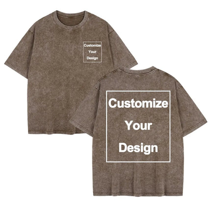Summer Custom Washed T-Shirt Mens Cotton Oversized Tops DIY Logo/Graphic Tees Casual Comfortable T Shirts O-Neck Men's Clothes