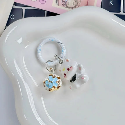 1/6Pcs Colorful Cat Bell Keychains for Friends Backpack Phone Pendant Hangings Couple Cartoon Animal Paw O-shaped Keychains