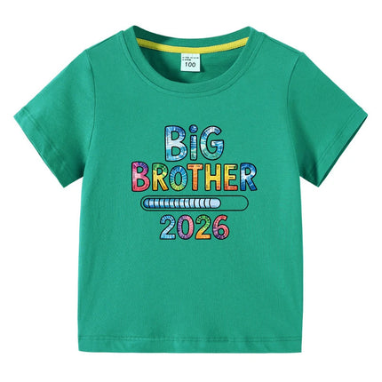 Children's T-shirts 2026 New Design Original Letter Kids Fasion Tops Big Brother Printed Boys Pure Cotton Tees Kids O-Neck Tops