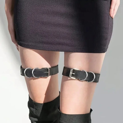 2PCS Women A Pair of Handcuffs Street Style  Leather Waist Handcuff Rave Outfit Leather Handcuffs for Women Ankle Accessories
