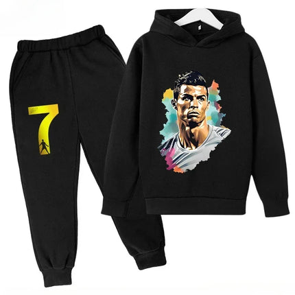 Spring Autumn Cr7 Ronaldo 3-12Y Children's Set Hoodie+Pants Suit 2-piece Set Boys Girls Casual Kids Tracksuits