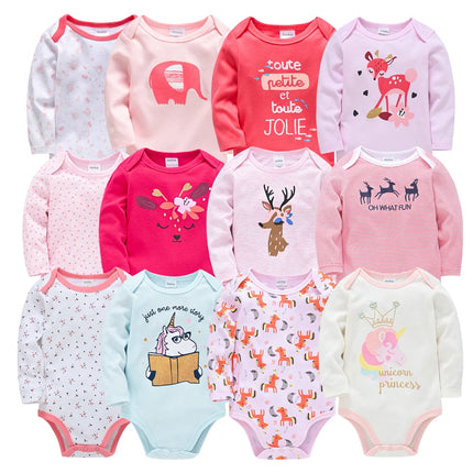 3 Pcs/Set  Baby Girls Clothing Set Red Deer Christmas Cute Printing Baby Bodysuit Long Sleeve Kids Rompers Cotton for 3-24M