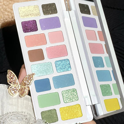 DIKALU 16 Color Eyeshadow Palette Professional Women Makeup Long-Lasting Pearly Shiny Pink Blue Green Eye Shadow Palette Glitter
