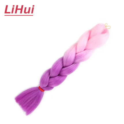 24 Inches Synthetic Braiding Hair Jumbo BraidOmbre Jumbo Hair Extension For Women DIY Hair Braids Purple Pink  Yellow Gray Lihu