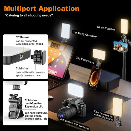 Portable Selfie Light Phone Fill Light 3000mAh Rechargeable Video Photography Light 120 LED 2500K-9000K Dimmable for Live Vlog