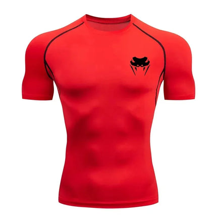 Men's Compression Shirt Short Long Jogging Sleeve Quick Dry All Season Elastic Quick-Drying Workout Top for Gym Running Fitness