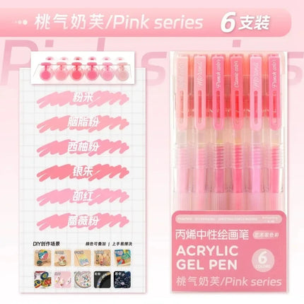150/6 Colors Colors Large Capacity Acrylic Gel Pen 1.0mm Painting Drawing Student Writing Pen Office School Supplies Stationery