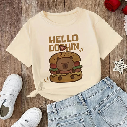 funny 90s Capybara Tshirt Kids Children T-Shirt capibara Cartoons Clothes Kid Girl Boy Capybaras T Shirt Baby Casual Top Clothes