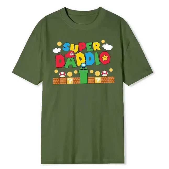 Super Daddio Funny Gamer Dad Father's Day Gift T-Shirt 100% Cotton New Fashion Short Sleeve Vintage Classic Streetwear Tee Tops