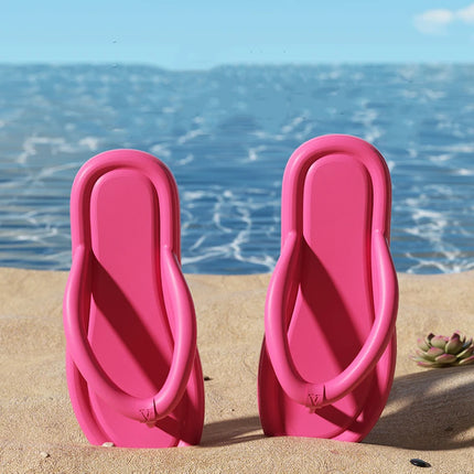 Lightweight Flat Heel Beach Slides Soft Sole Platform Flip Flops Non Slip Slippers for Women EVA Thick Sole Clip Toe Home Shoes