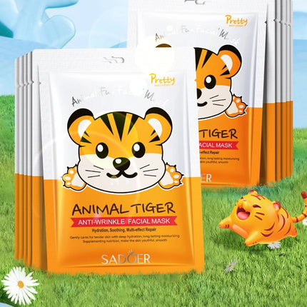 5pcs SADOER Animal Pattern Masks Face Mask Moisturizing Anti Wrinkles Anti-Aging Whitening Facial Masks Skin Care Novel Products