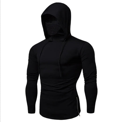Balaclava Men Zip Hoodie Winter Warm Casual Sweatshirt Y2K with Hooded Face Mask Zipper Design Sports Jacket Outdoor Activities