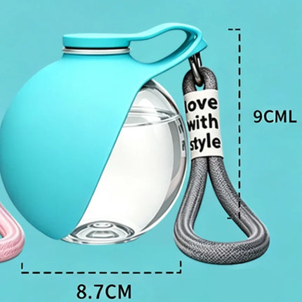 Dog Water Bottle with Removable Silicone Bowl,285ml Stainless Steel Construction, Leak-Proof for Outdoor Activities Like Walking