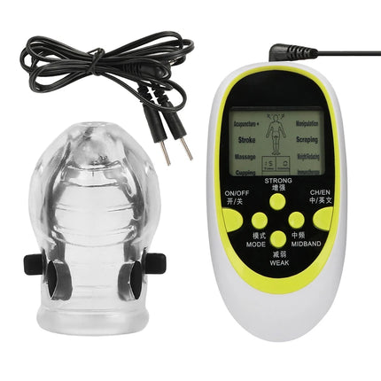 Male Electro Shock Penis Glans Trainer Cock Ring E-stim Orgasm Medical Sleeve Time Delayed Ejaculation Masturbator Sex Toys BDSM