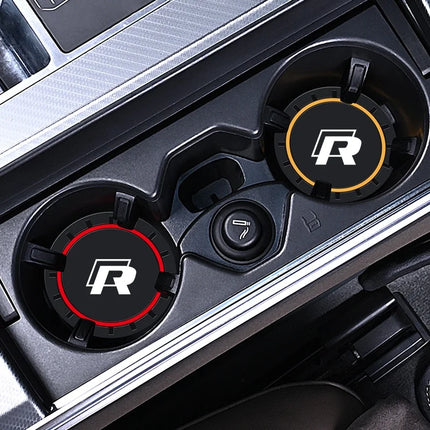 New 2pcs Rline R line Logo Car Coaster Mats Water Cup Non-slip Pads For VW Golf 7 MK7 Golf 6 MK6 Tiguan Polo CC Jetta
