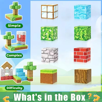 Magnetic Building Block Bricks Toy STEM Stacking World Mine Architectural Set Model DIY Educational Kids Gifts for Boy Girls