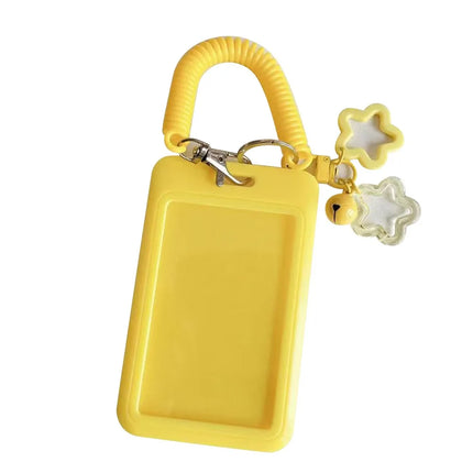Cute Colorful ID Card Holder Clear Acrylic Star-Shaped Retractable Holder Keychain Design Keychain Holder Campus ID