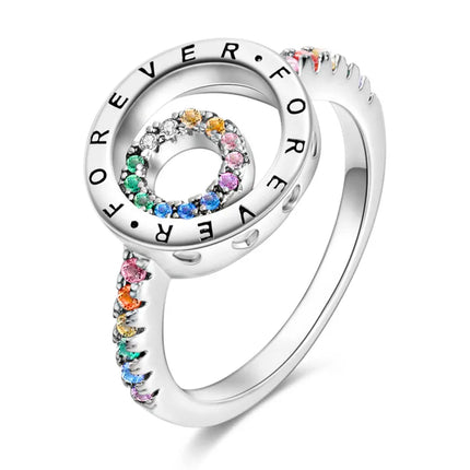 Shine Zircon Ring 925 Silver Original Stone Multi Layer Simple Infinitely Wide Rings For Women FineJewelry Wedding Party Gift
