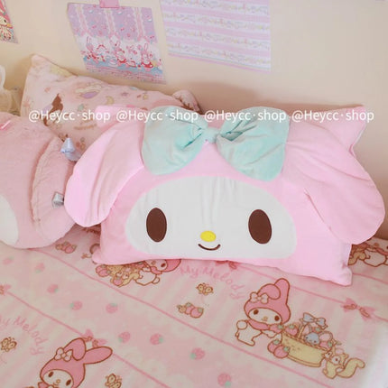 Kawaii Sanrio 42x68cm My Melody Bow 3D Ears Pillowcase Super Soft for Dorm Room Girls Ins Cute Cartoon Anime Holiday Gifts