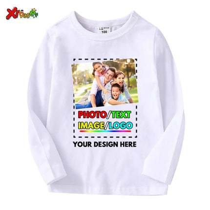 Custom long sleeve Shirt Kids Personalized photo Shirt Children's T-shirt name clothing Girl Boy shirt Toddler logo Design Shirt