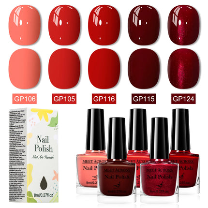5pcs/set 8ml Water-Based Nail Polish Long Lasting Quick Drying No Need of Lamp to Cure Nail Supplies Vernis for Nails Manicure