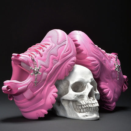 Women's fashion casual vulcanized shoes pure white platform high heels female Halloween punk style light women's sports shoes