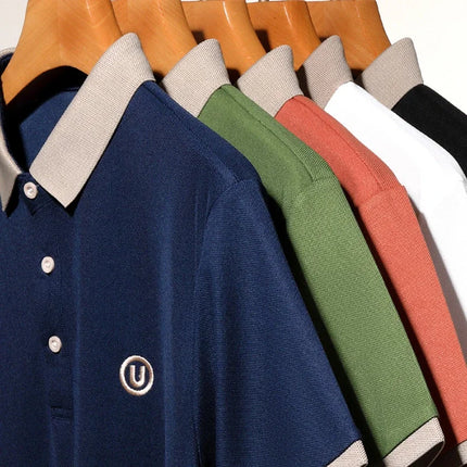2024 Men's New Embroidered Cotton Business Casual Short Sleeve POLO Shirt Fashion Short Sleeve Comfortable and Breathable Top
