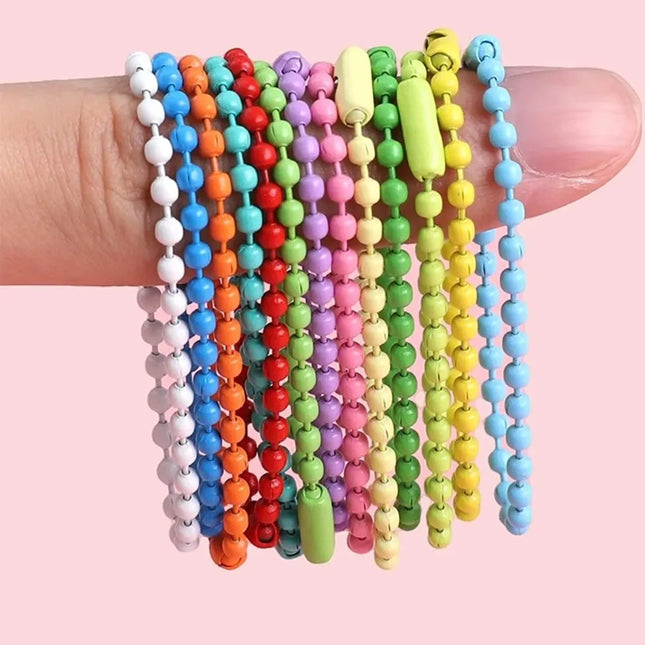 DIY Ball Bead Chains Sliver Colorful Keyrings Dolls Label Hand Tag Connector Making Iron Pendant Jewelry Accessories Keychains