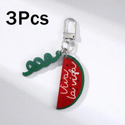 Watermelon Acrylic Keychain With Viva La Vida Design Unisex Pendant Car Bag Decoration Gift