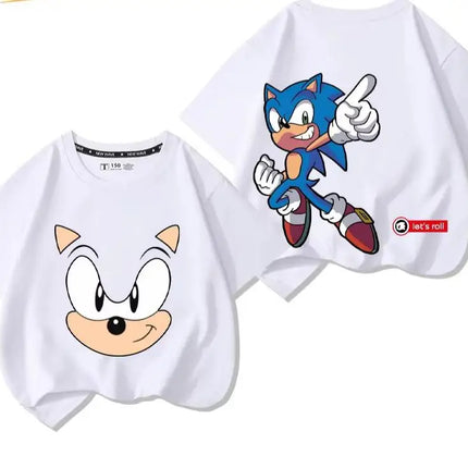 Sonic Cartoon cartoon children's T-shirt soft cotton summer short sleeved casual wear for boy and girl daily wear family clothes