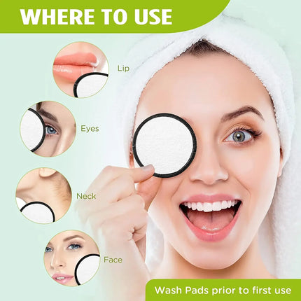 16PCS Reusable Face Makeup Remover Pads Facial Cleaning Face Towel Washable Face Round Fashionable Metal Box for All Skin Type