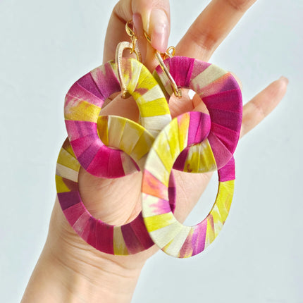 Original Design Handmade Custom Silk Earrings Exaggerated Large Hoops Fashionable Minimalist Women's Large Loop Earrings