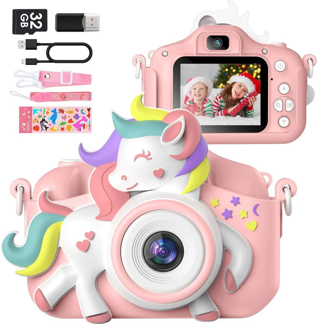 Kids Mini Camera 20.0 MP 1080P HD Digital Camera 2.0" Screen Camcorder Toy With 32GB Card For 6-12 Years Birthday Gifts