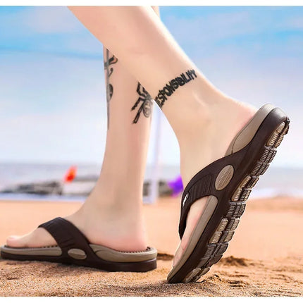 Massage Flip Flops for Men Summer Breathable Beach Shoes Sandals Men Luxury Flip Flops Breathable Plus Big Size Men Slippers 46