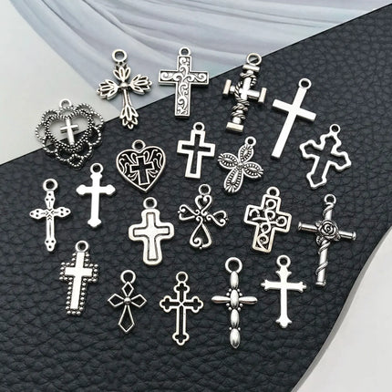 20/100 Styles Antique Silver Crosses - Perfect for Handmade Jewelry like Necklaces, Bracelets & Earrings"