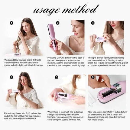 Charging split hair clipper is a rechargeable household tool hair clipper suitable for drying damaged split, broken, fragile, st
