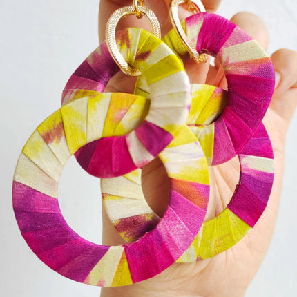Original Design Handmade Custom Silk Earrings Exaggerated Large Hoops Fashionable Minimalist Women's Large Loop Earrings