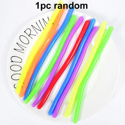 1-6PCS Funny Unicorn Pull Worm Noodle Fidget Toys Stretch String TPR Rope Anti Stress Toys String Stress Relief Autism Vent Toy