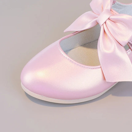 Girls Princess Shoes Shallow Bowknot Metallic Color Fashion Sweet Girl's Mary Janes Shoes Light Non-slip 26-36 Kids Ballet Flats