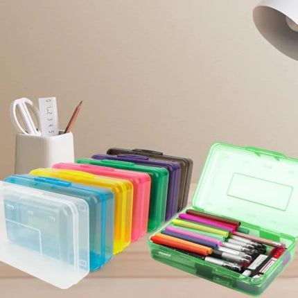 Pencil Box, Pencil Case, Large Capacity Plastic Hard Pencils Case Crayon Box with Snap-Tight Lid Stackable for Adult Student Pe