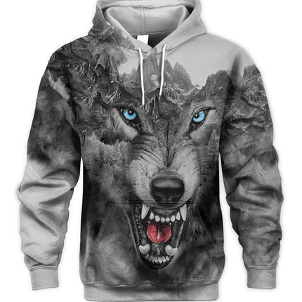Fashion Animal Men's Hoodie Wolf 3D Print Fall Sweatshirt Hoodie Street Casual Sweatshirt Y2K Men's Oversized Unisex Clothing
