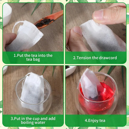 1000-100Pcs Disposable Tea Bags Empty Scented Tea Filter Bags Paper with Drawstring for Coffee Herb Loose Tea Kitchen Tools