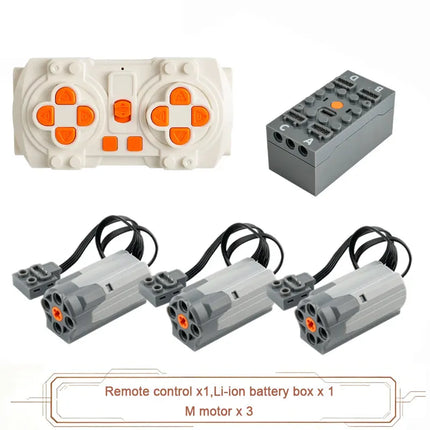 MOC Blue-tooth APP Remote Control Set - Rechargeable Battery Box Motor Set Speed Controller for PF Building Block Modifications