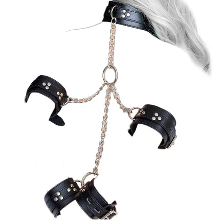 Thierry Fetish Neck Collar Wrist Arms Cuffs Restraint Leather Bondage Restraints Sex Toys for Couple Sex Products High Quality