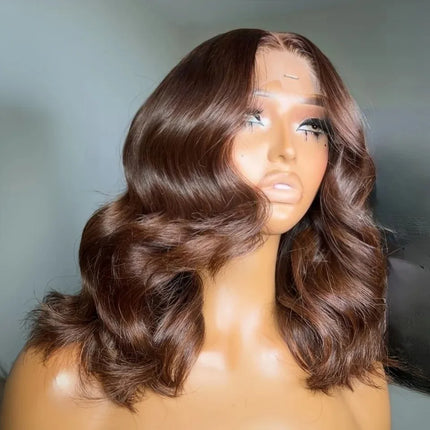 Black And White Highlight Wig 13x4 HD Short Body Wave Lace Front Wig Synthetic Pre Plucked Glueless Daily Wear On Clearance Sale