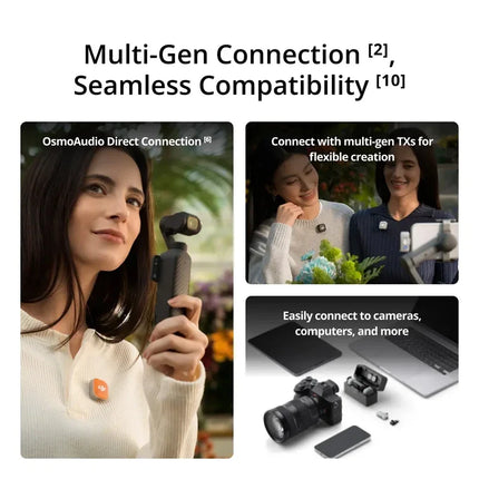 DJI Mic Mini 2 Wireless Microphone 48-Hour Operating Time & Power Saving Three Voice Tone Presets, Two-Level Noise Cancelling