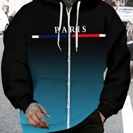 Fashion Gradient Graphic Hooded Zip-Up Casual Sports Pocket Design Long Sleeve Streetwear Outdoor Travel Street Oversized Hoodie